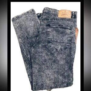 NWT Akademiks Abyss Blackish Gray Acid Wash Distressed Men's Jeans Size 36 x 32